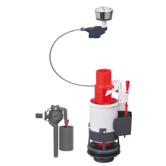 Ensemble complet de chasse d'eau double poussoir à câble, robinet flotteur servo-valve compact - INVENTIV