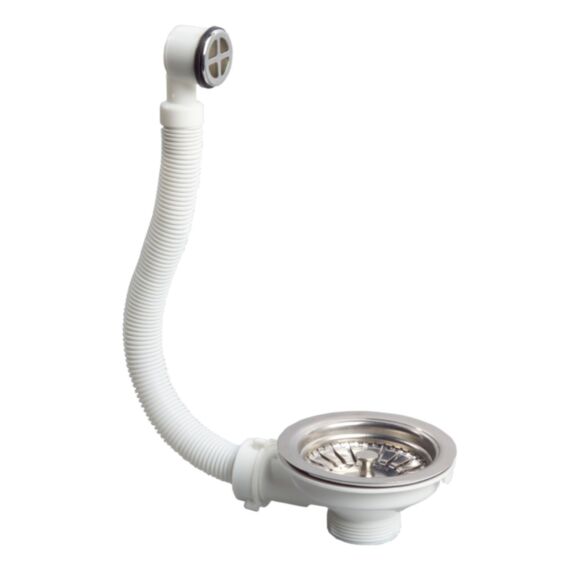 Bonde à panier avec trop-plein pour évier 1 bac Ø 90 mm - INVENTIV