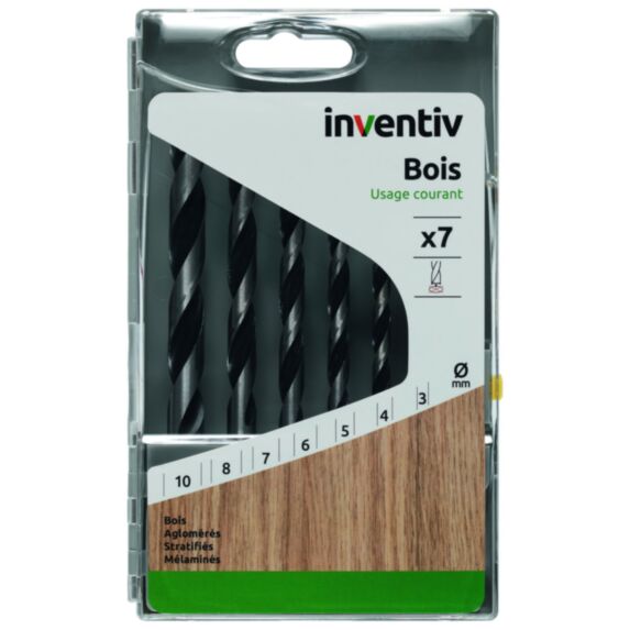 Coffret 7 forets bois Ø3-4-5-6-7-8-10 mm - INVENTIV