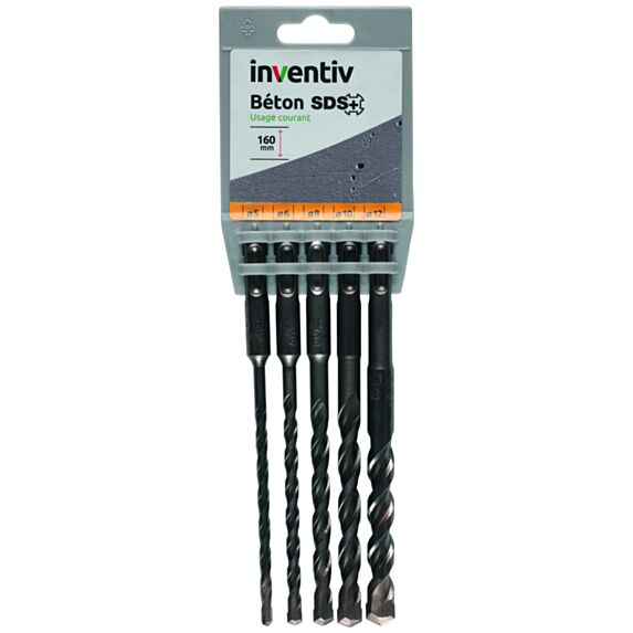 Coffret 5 forets béton SDS 160 mm - INVENTIV