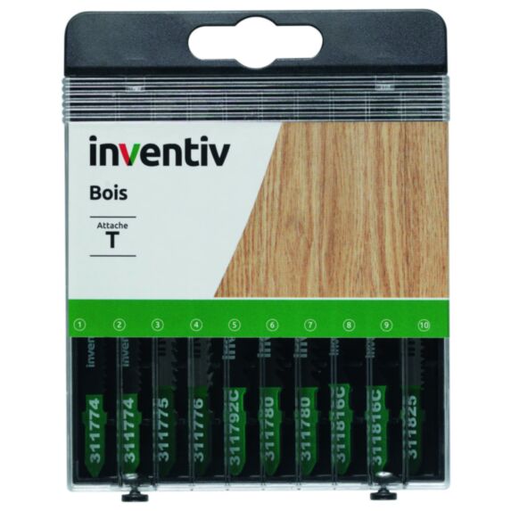 Coffret 10 lames T bois - INVENTIV