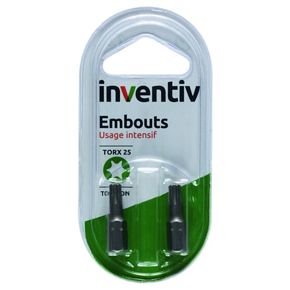 2 Embouts de vissage torsion T25 25 mm - INVENTIV