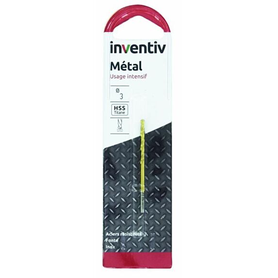 Foret métal HSS titane Ø3 mm - INVENTIV