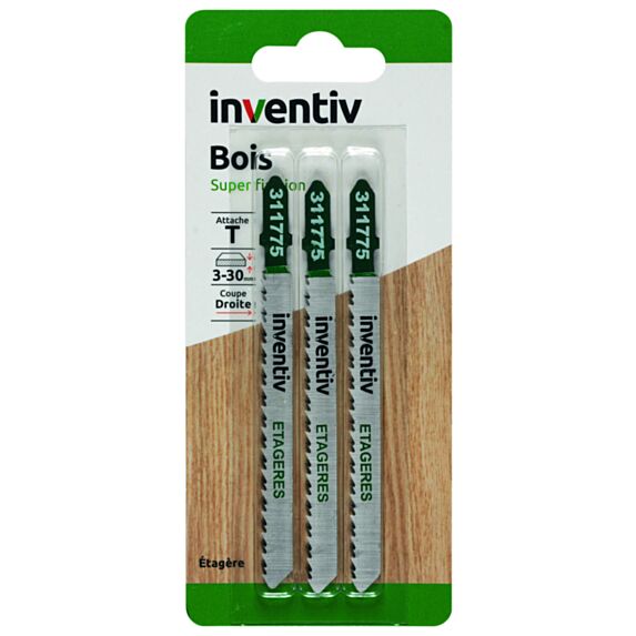 3 lames scie sauteuse T étagères EP3-30 mm - INVENTIV