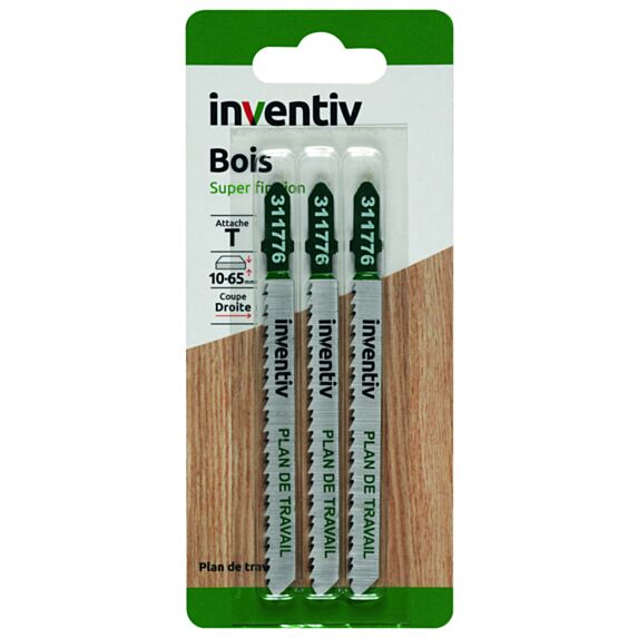3 lames scie sauteuse T plan de travail EP10-65 mm - INVENTIV