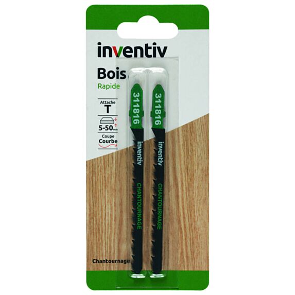 2 lames scie sauteuse T bois chantournage CP5-50 mm - INVENTIV