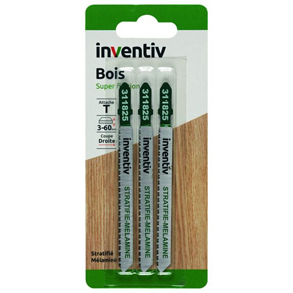 3 lames scie sauteuse T stratifié CP3-60 mm - INVENTIV