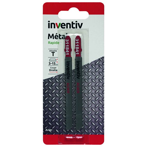 2 lames de scie sauteuse T acier CP3-15 mm - INVENTIV