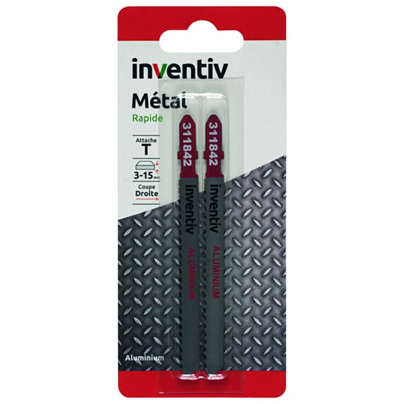 2 lames scie sauteuse T aluminium CP3-15 mm - INVENTIV