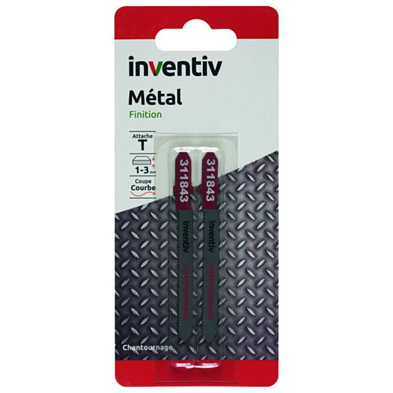 2 lames scie sauteuse T métal-chantournage CP1-3 mm - INVENTIV