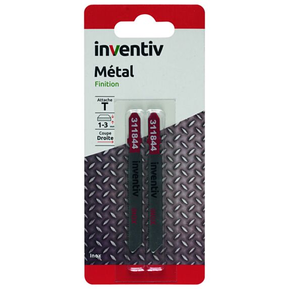 2 lames T métal inox CP 1/3 mm - INVENTIV