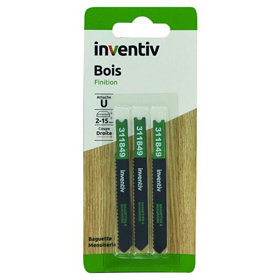 3 lames de scie sauteuse U baguette CP2-15 mm - INVENTIV