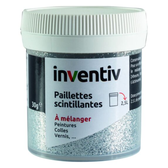 Paillettes scintillantes argent 30g - INVENTIV