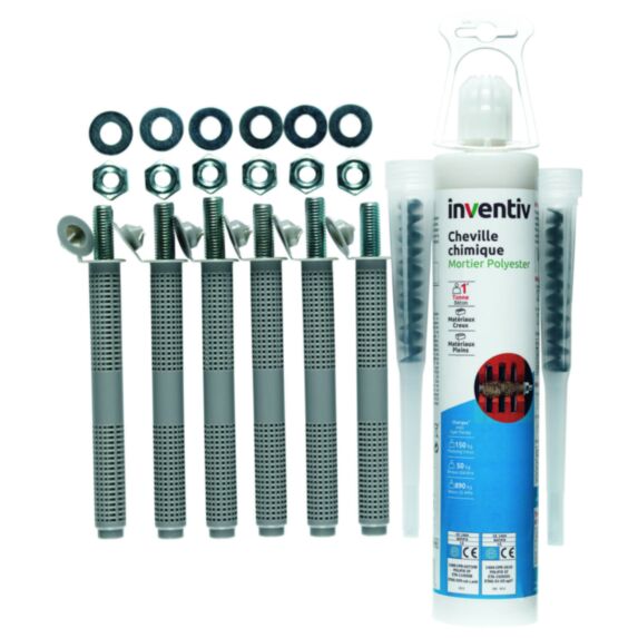 Kit scellement chimique polyester 300ml - INVENTIV