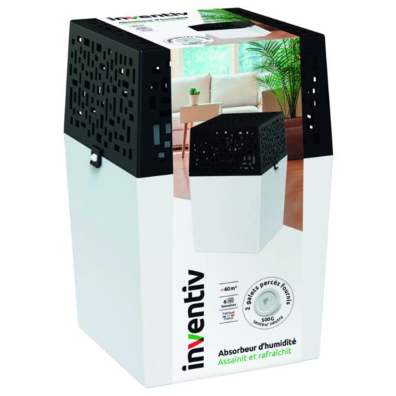 Absorbeur d'humidité + 2 recharges galet percé de 500gr - INVENTIV