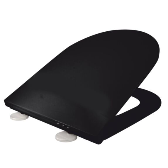 Abattant WC Flat Extra-Plat Frein de Chute Déclipsable Noir - INVENTIV