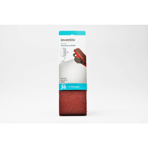 2 bandes abrasif ponceuse à bande 75x457mm Grain 36 - INVENTIV