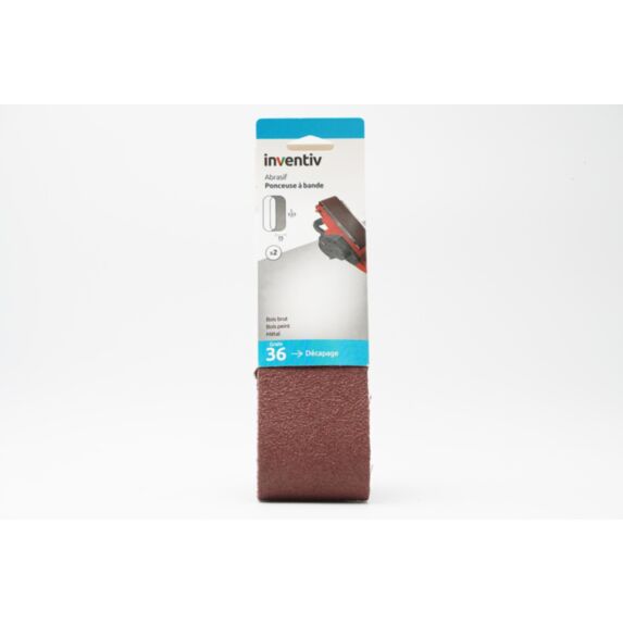 2 bandes abrasif ponceuse à bande 75x533mm Grain 36 - INVENTIV