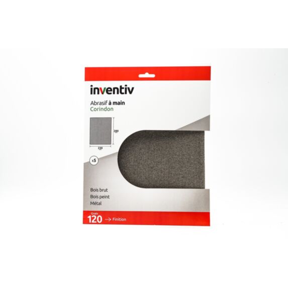 5 feuilles abrasives corindon 230x280mm grains 120 machine/main - INVENTIV