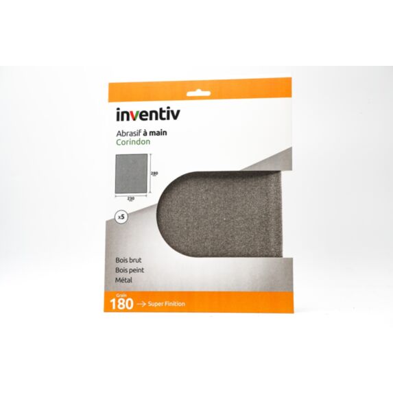 5 feuilles corindon 230x280mm grains 180 machine/main - INVENTIV