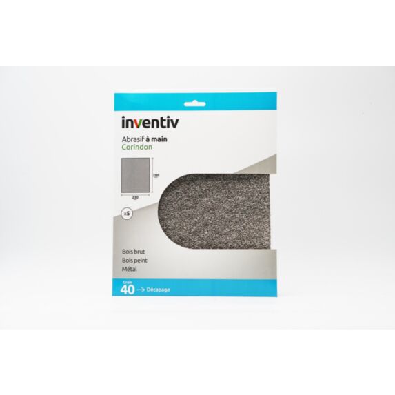 5 feuilles abrasives corindon 230x280mm grains 40 machine/main - INVENTIV