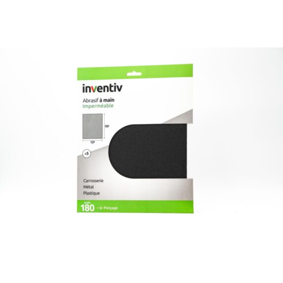 5 feuilles imperméables 230x280mm grains 280 - INVENTIV
