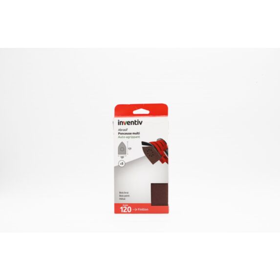 5 Patins abrasifs multi ponceuse 105x175mm Grain 120 - INVENTIV