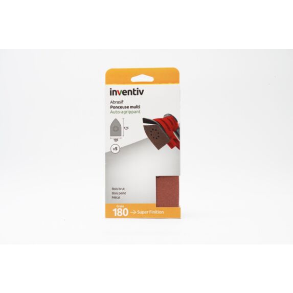 5 Patins abrasifs multi ponceuse 105x175mm Grain 180 - INVENTIV