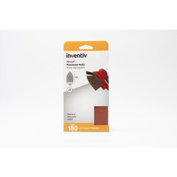 5 Patins abrasifs multi ponceuse 105x175mm Grain 180 - INVENTIV