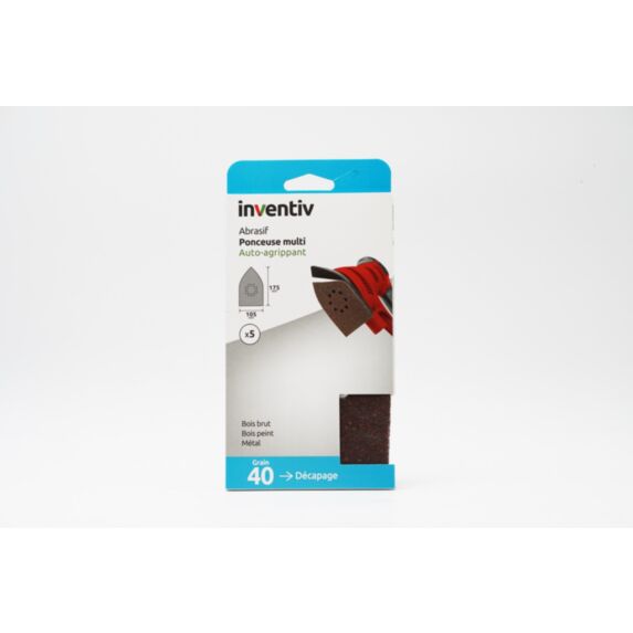5 Patins abrasifs multi ponceuse 105x175mm Grain 40 - INVENTIV