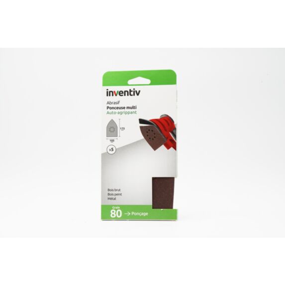 5 Patins abrasifs multi ponceuse 105x175mm Grain 80 - INVENTIV
