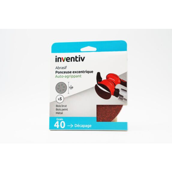 5 Disques de ponçage 6 Trous Ø150mm Grain 40 - INVENTIV