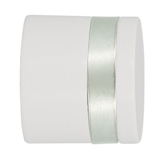 2 embouts de barre à rideaux bouchon Ø35 à visser bague métal laqué blanc - INVENTIV
