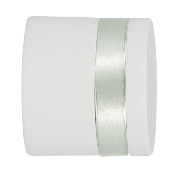 2 embouts de barre à rideaux bouchon Ø35 à visser bague métal laqué blanc - INVENTIV