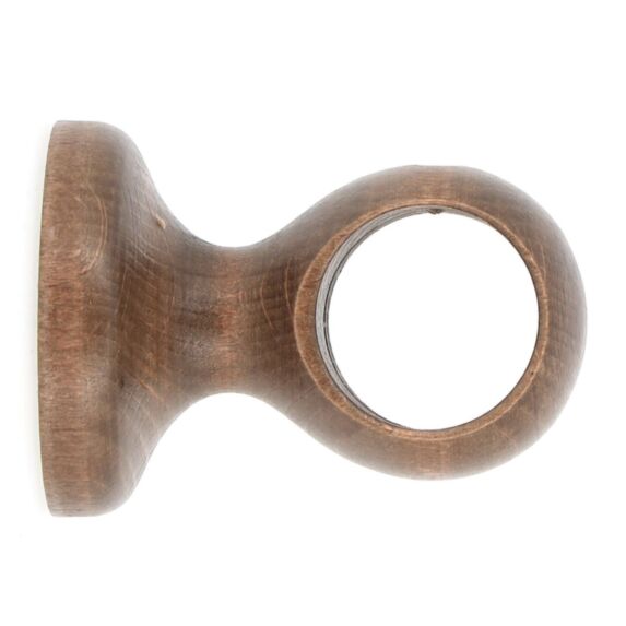 Support monobloc de barre à rideau en bois œil fermé Ø28 50 mm chêne foncé - INVENTIV
