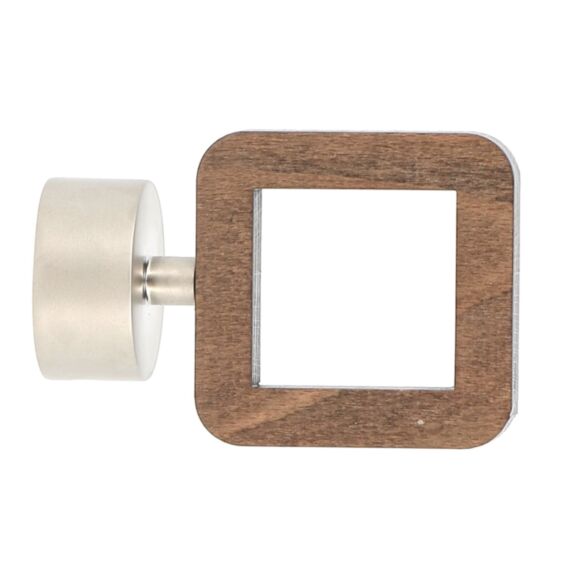 Embout de barre à rideaux carré ajouré Ø35 à visser chêne foncé - INVENTIV