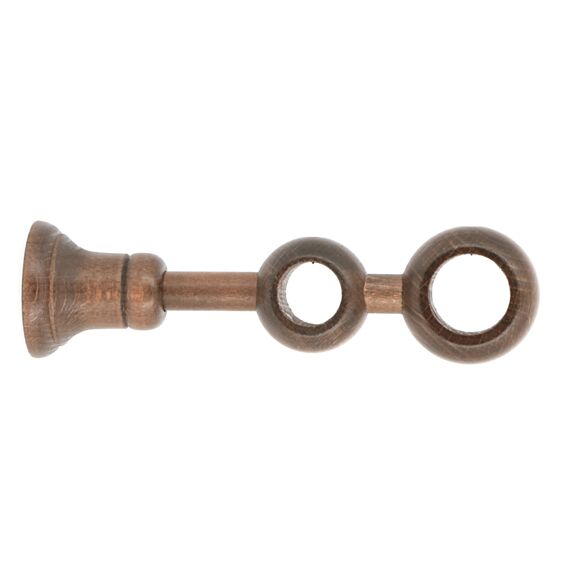 Support fermé de barre à rideau en bois Ø28/35 double 130/205mm chêne foncé FSC - INVENTIV