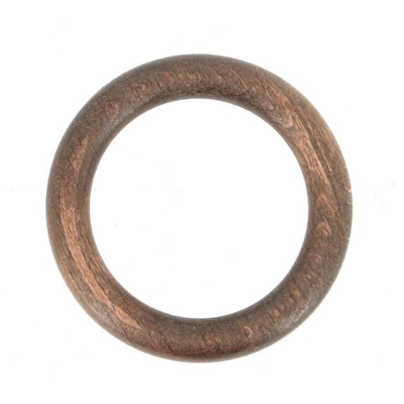 Lot de 10 anneaux bois 70 mm pour tringle à rideaux Ø35 chêne foncé - INVENTIV