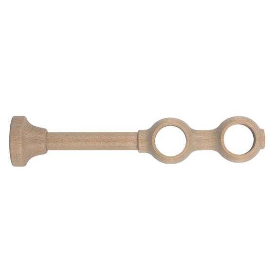 Support de barre à rideau en bois œil fermé Ø28 double 150/215mm naturel - INVENTIV