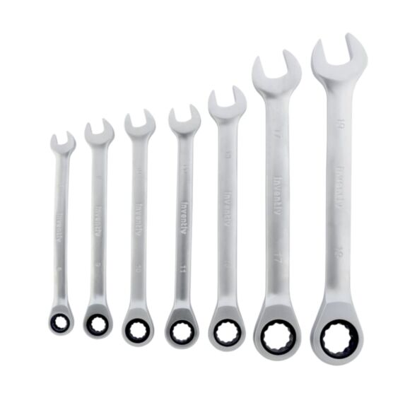 Jeu de 7 clés mixtes cliquet 8/19mm chrome vanadium - INVENTIV