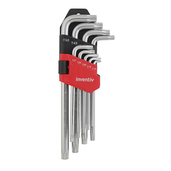 Ratelier de 9 clés torx 1,5 à 10mm chrome vanadium - INVENTIV