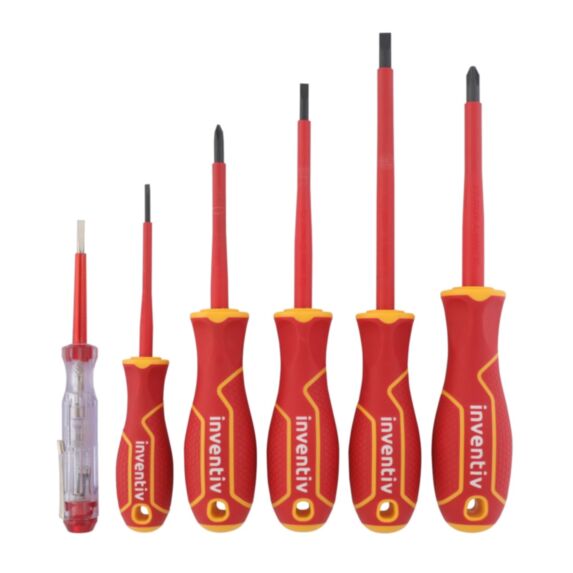 Jeu de 5 tournevis isolés + 1 tournevis testeur - INVENTIV