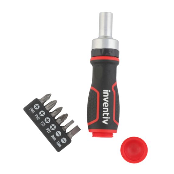 Set tournevis boule à cliquet 6 embouts - INVENTIV