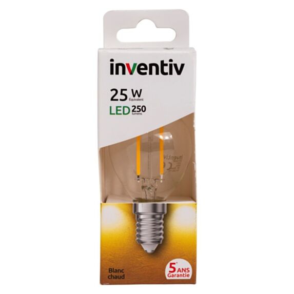 Ampoule Retroled sphérique E14 250lm 3W blanc chaud - INVENTIV