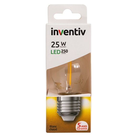 Ampoule led filament E27 250lm 3W blanc chaud - INVENTIV