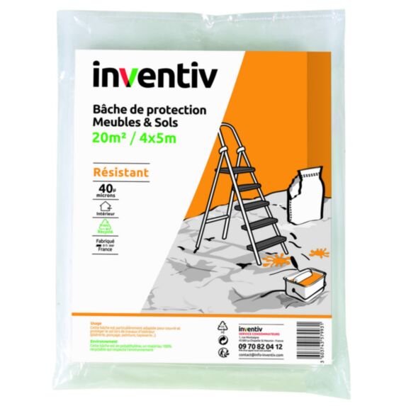 Bâche Protection Extra Couvre Sol 4x5m 40µm - INVENTIV