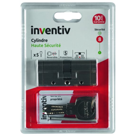 Cylindre de serrure haute sécurité 5 protections - INVENTIV