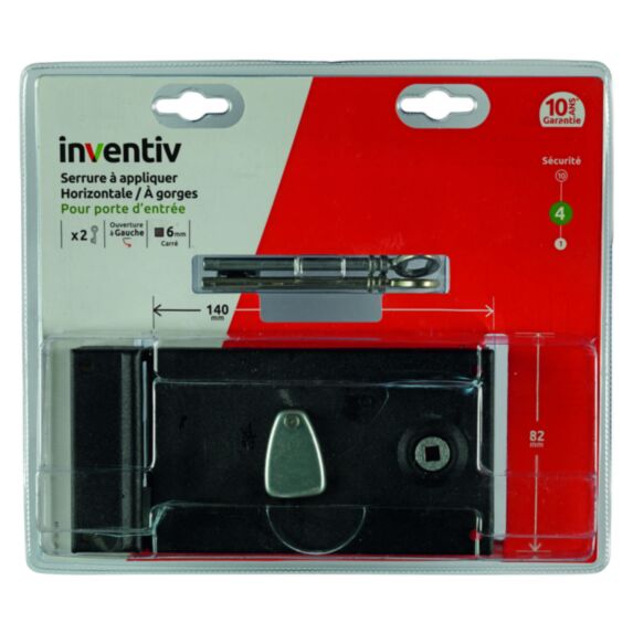 Serrure en applique horizontale 140x82mm, ouverture gauche - INVENTIV