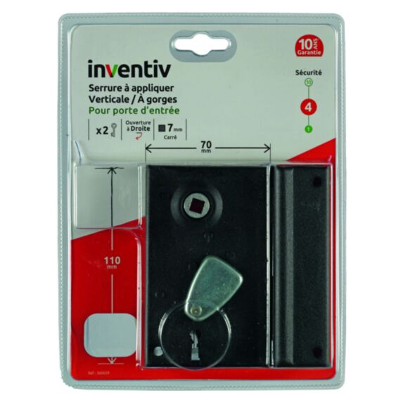 Serrure en applique verticlé 70x110mm, ouverture à droite - INVENTIV