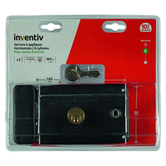 Serrure en applique horizontale 140x90mm, ouverture gauche - INVENTIV